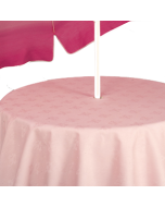 tafellaken roze damast  rond 140 cm met parasolopening 