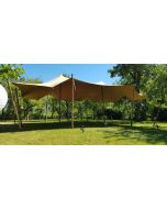Stretcht tent 10 x 6 meter met beton met steiger houten ombouw 