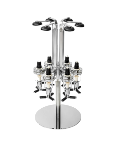 flessendispenser op chromen onderstel
