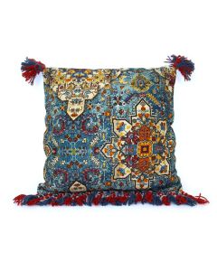 Bohemian kussen kleur blauw rood