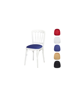 Luxe stoel "Napoleon" wit met diverse kleuren zittingen. 